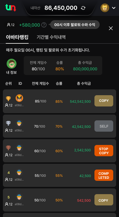 아바타 랭킹
